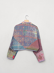 The Kaira Cropped Quilted Patchwork Kantha Jacket