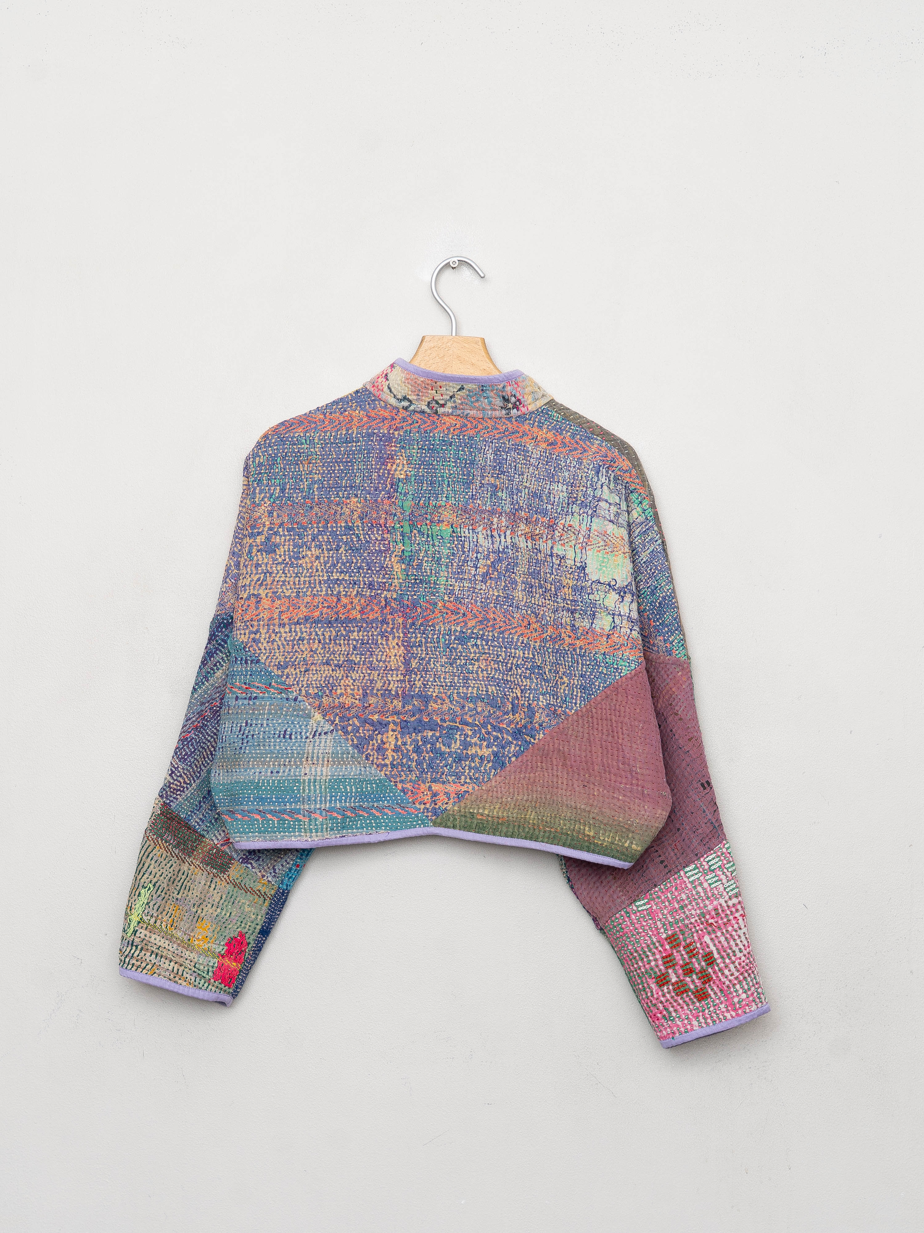 The Kaira Cropped Quilted Patchwork Kantha Jacket