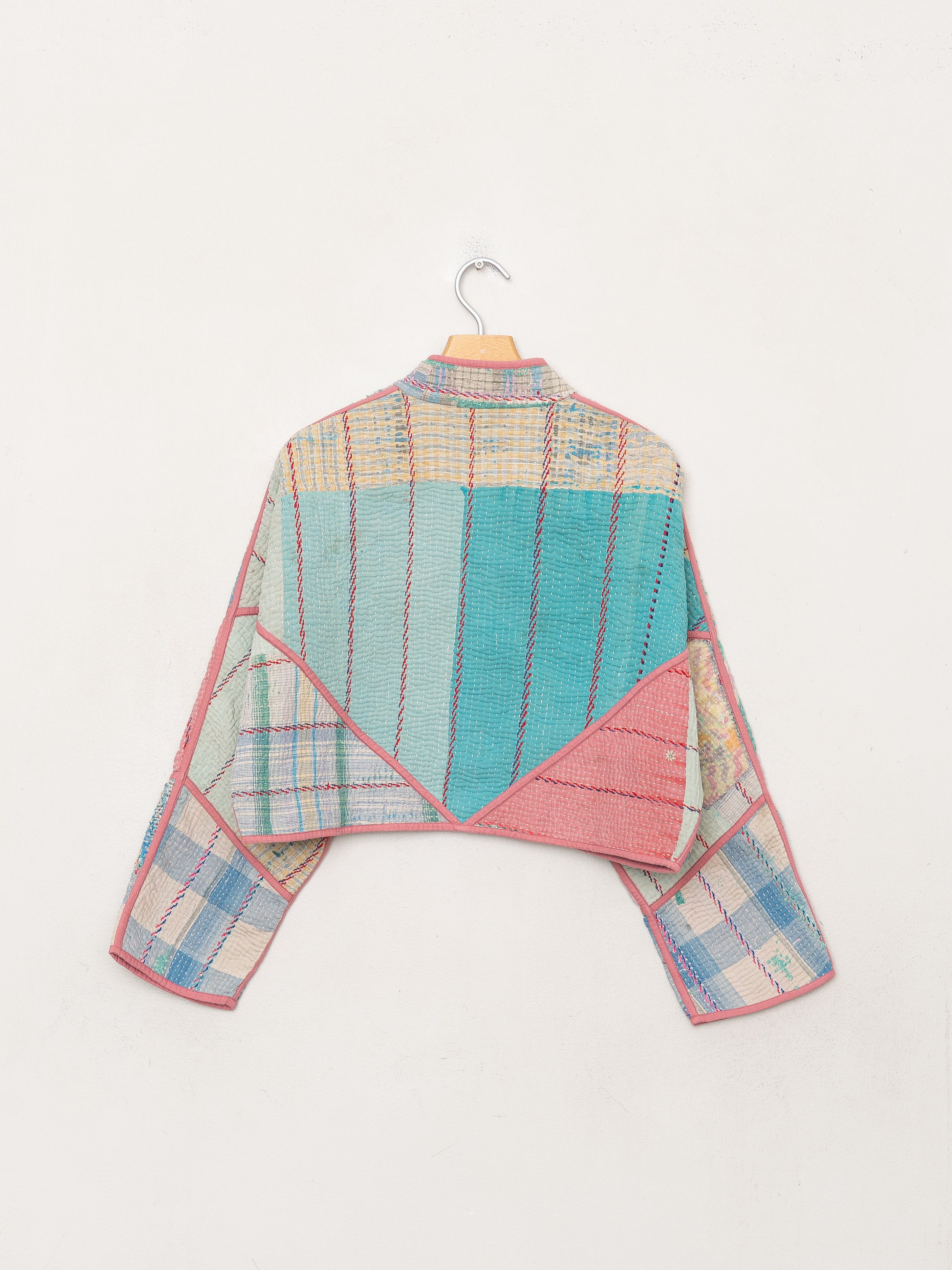 The Kaira Cropped Quilted Patchwork Kantha Jacket