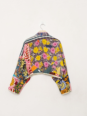 The Kaira Cropped Quilted Patchwork Kantha Jacket