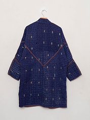The Sai Quilted Indigo Kantha Coat