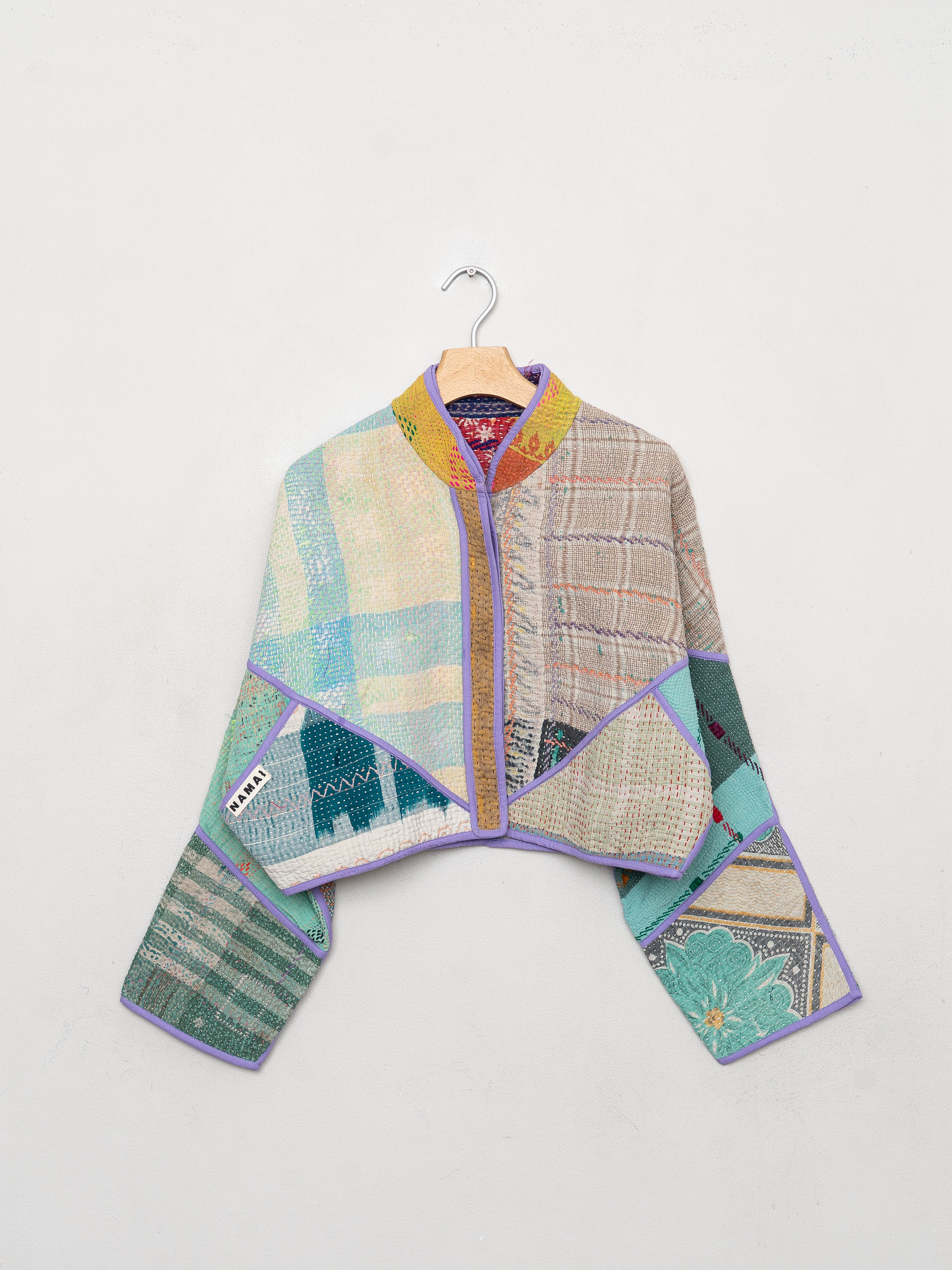 The Kaira Cropped Quilted Patchwork Kantha Jacket