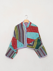 The Kaira Cropped Suzani Quilted Kantha Jacket