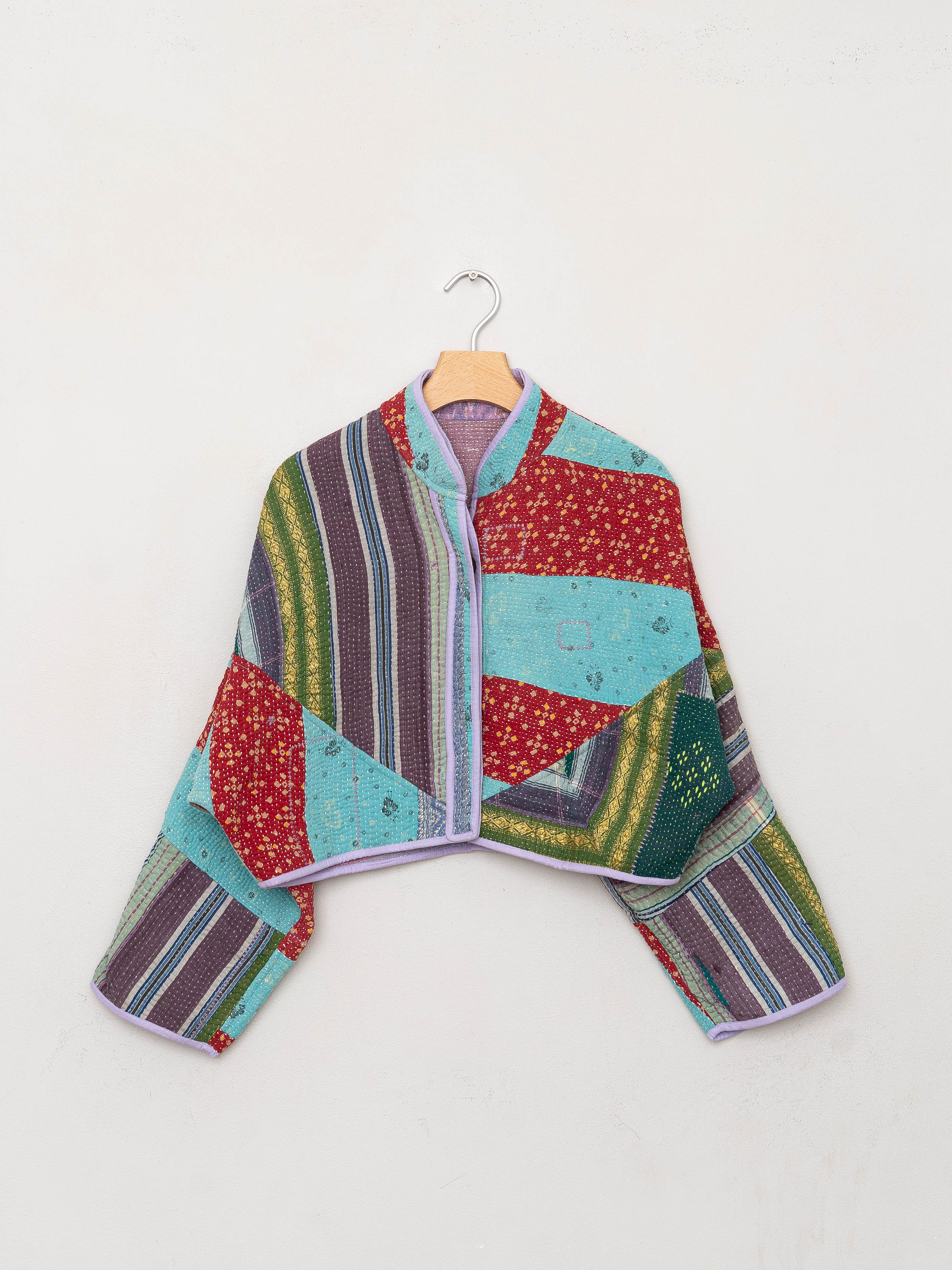 The Kaira Cropped Suzani Quilted Kantha Jacket