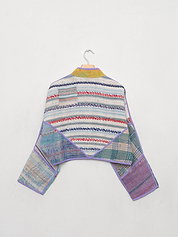 The Kaira Cropped Quilted Patchwork Kantha Jacket