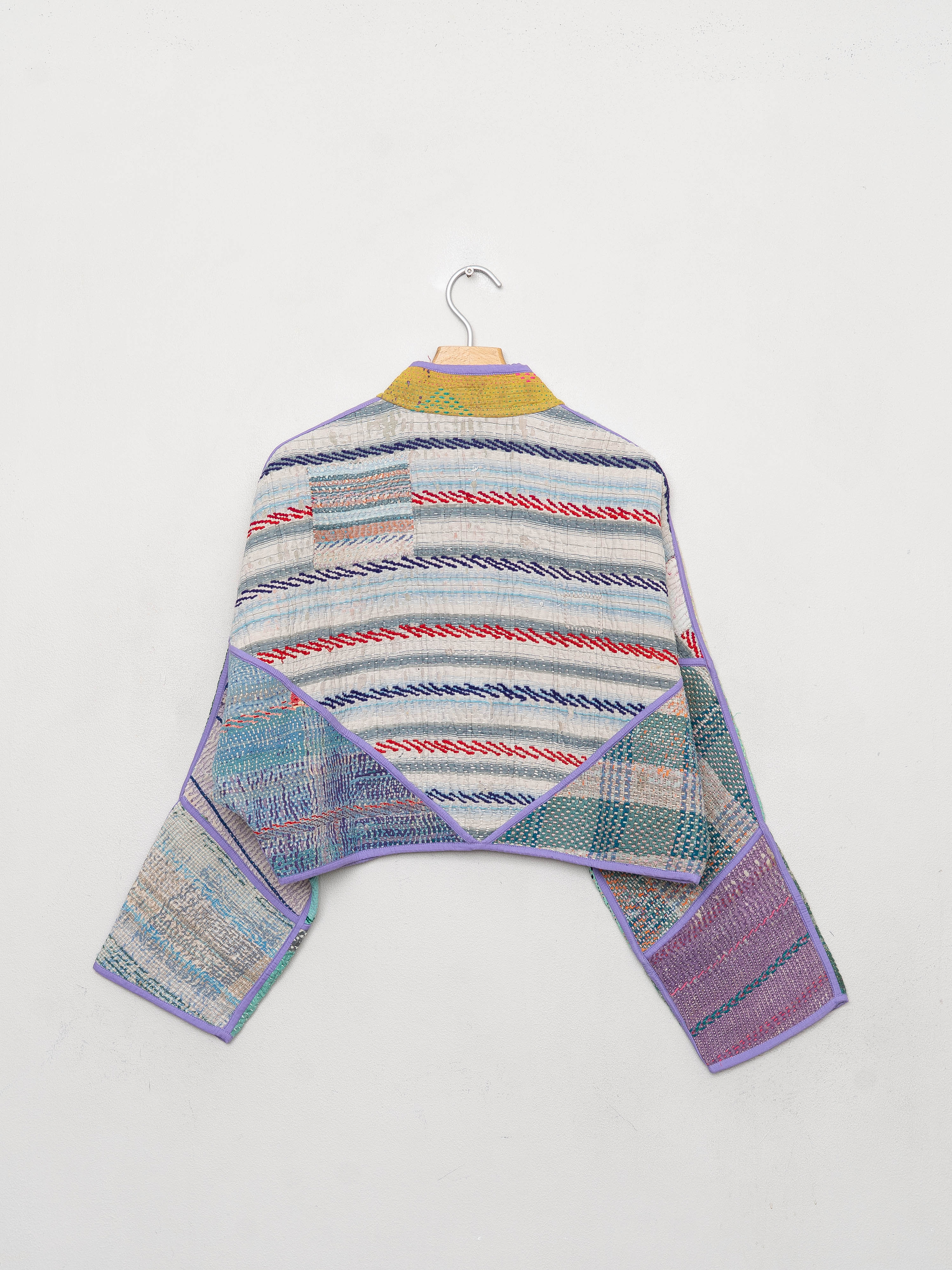 The Kaira Cropped Quilted Patchwork Kantha Jacket