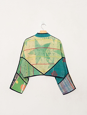 The Kaira Cropped Quilted Patchwork Kantha Jacket