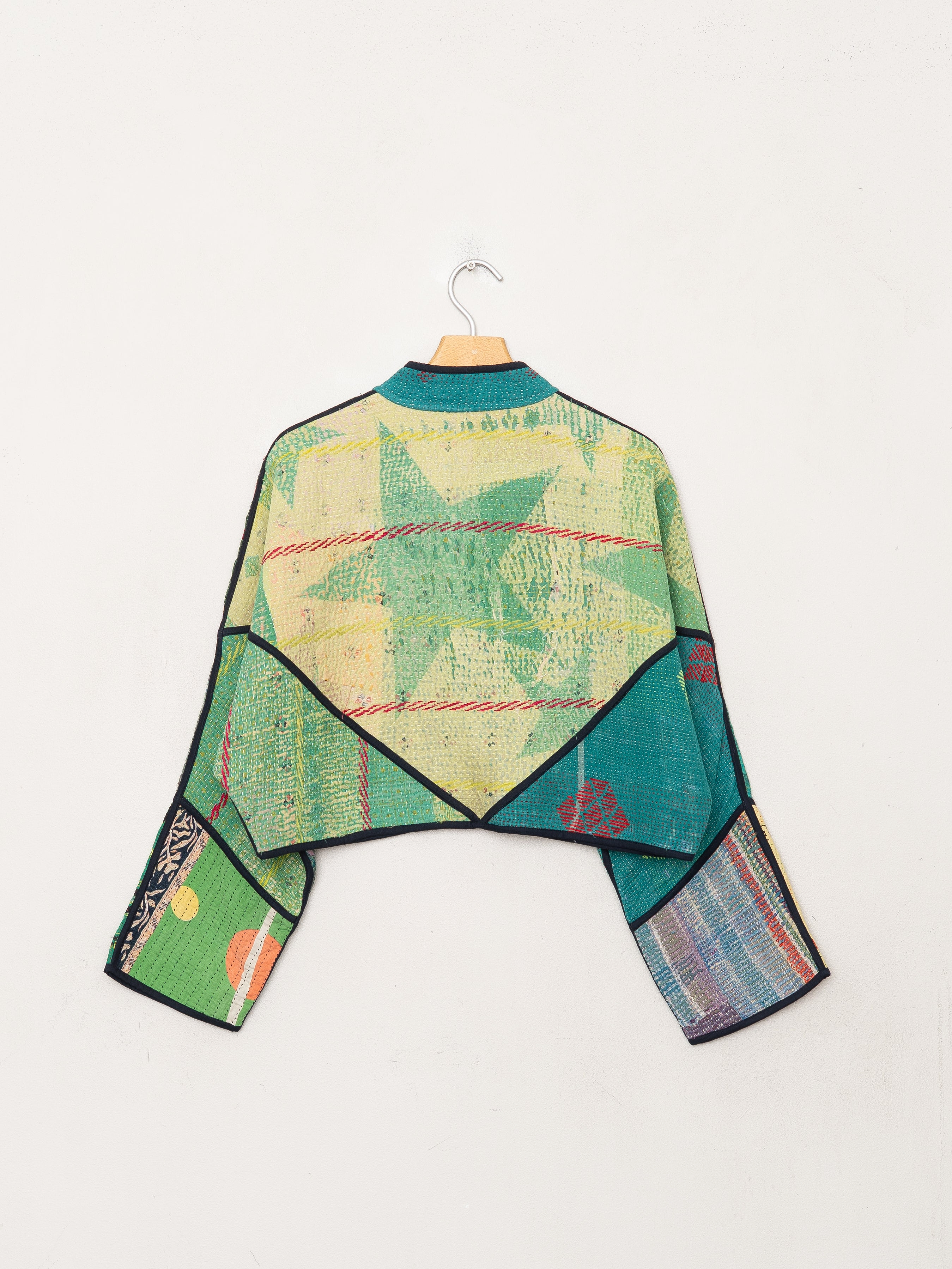 The Kaira Cropped Quilted Patchwork Kantha Jacket