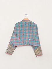 The Kaira Cropped Quilted Patchwork Kantha Jacket