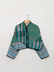 The Kaira Cropped Quilted Patchwork Kantha Jacket