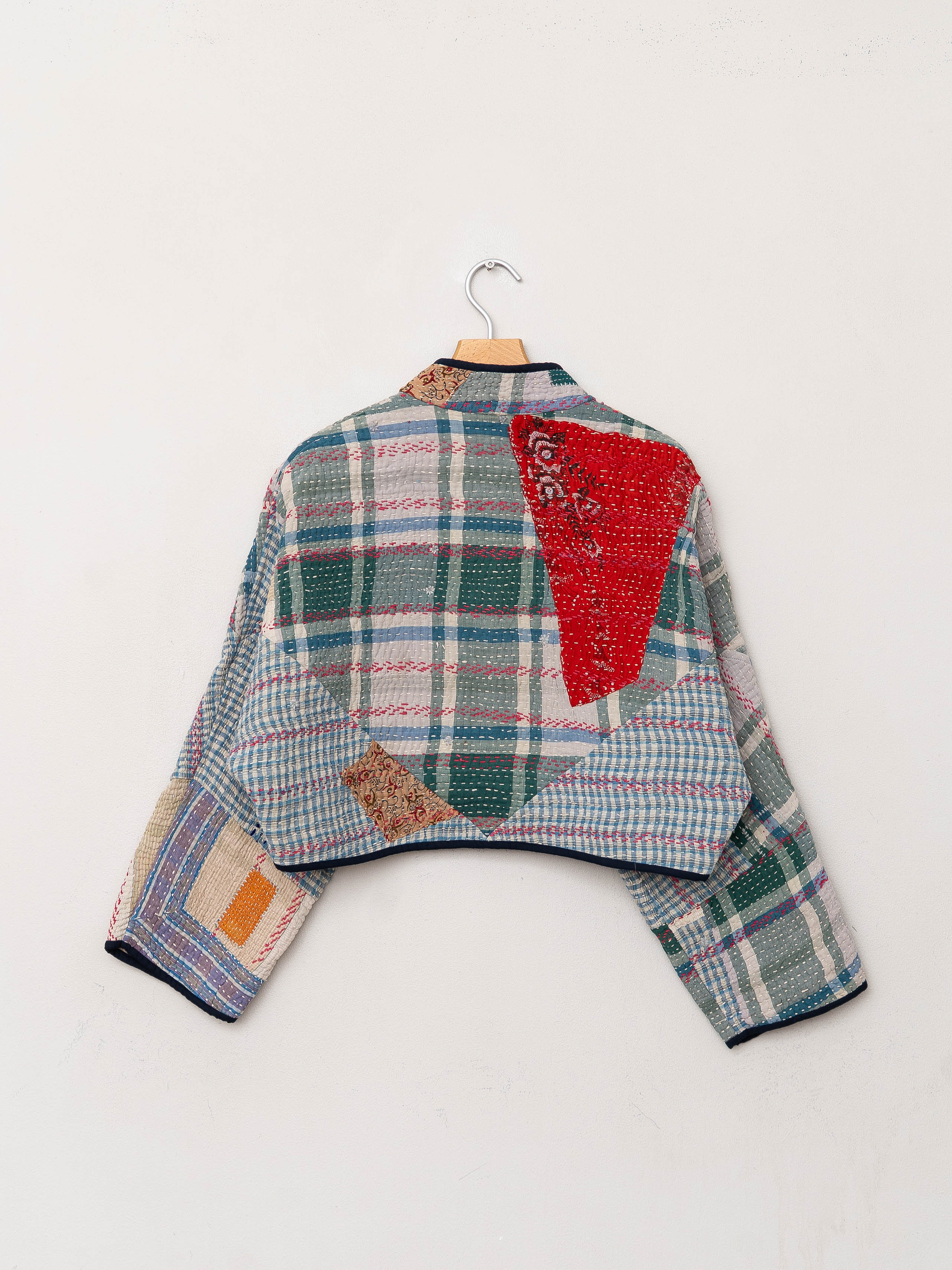 The Kaira Cropped Quilted Patchwork Kantha Jacket