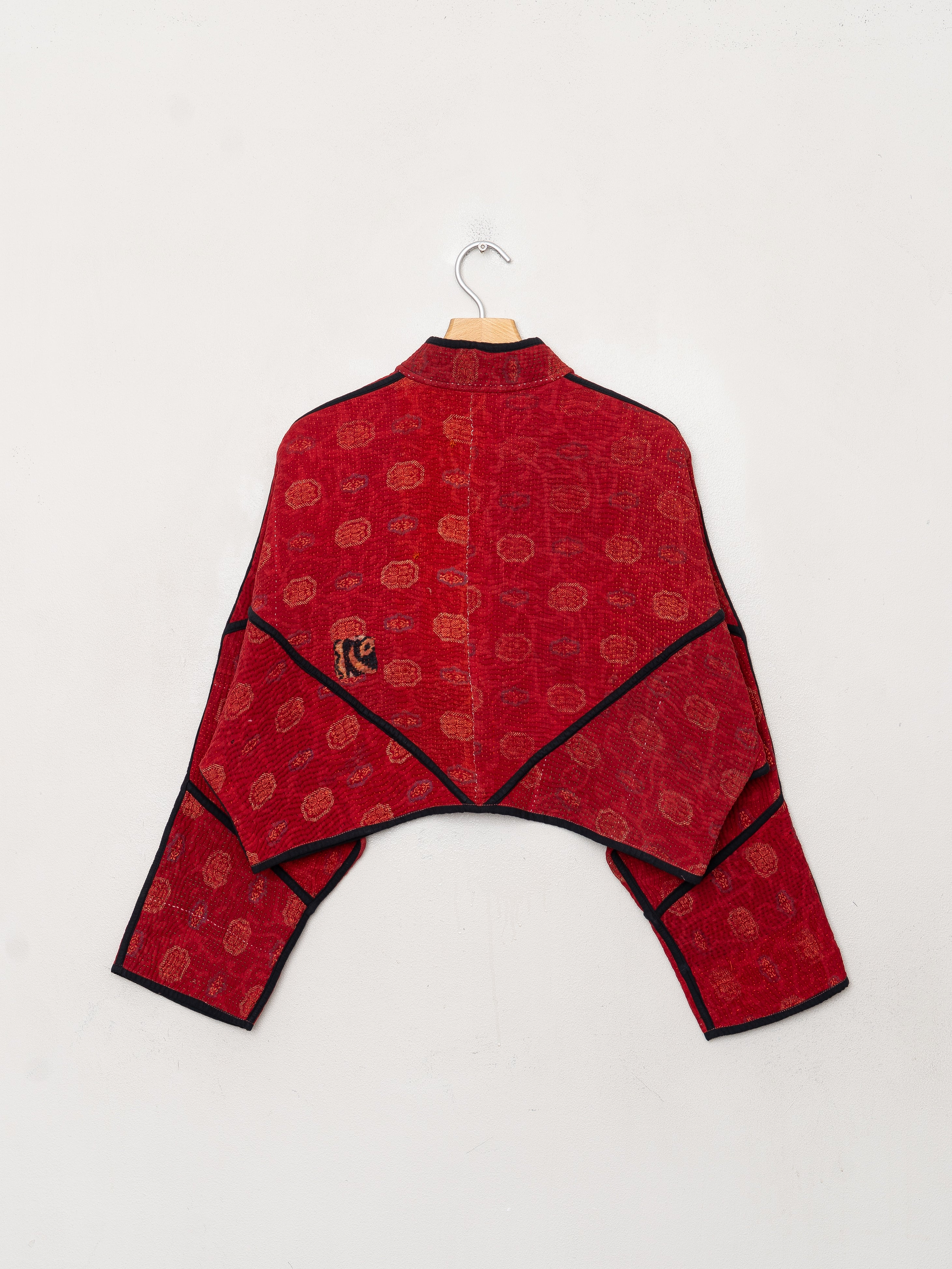 The Kaira Cropped Quilted Patchwork Kantha Jacket