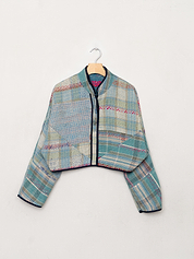 The Kaira Cropped Quilted Patchwork Kantha Jacket