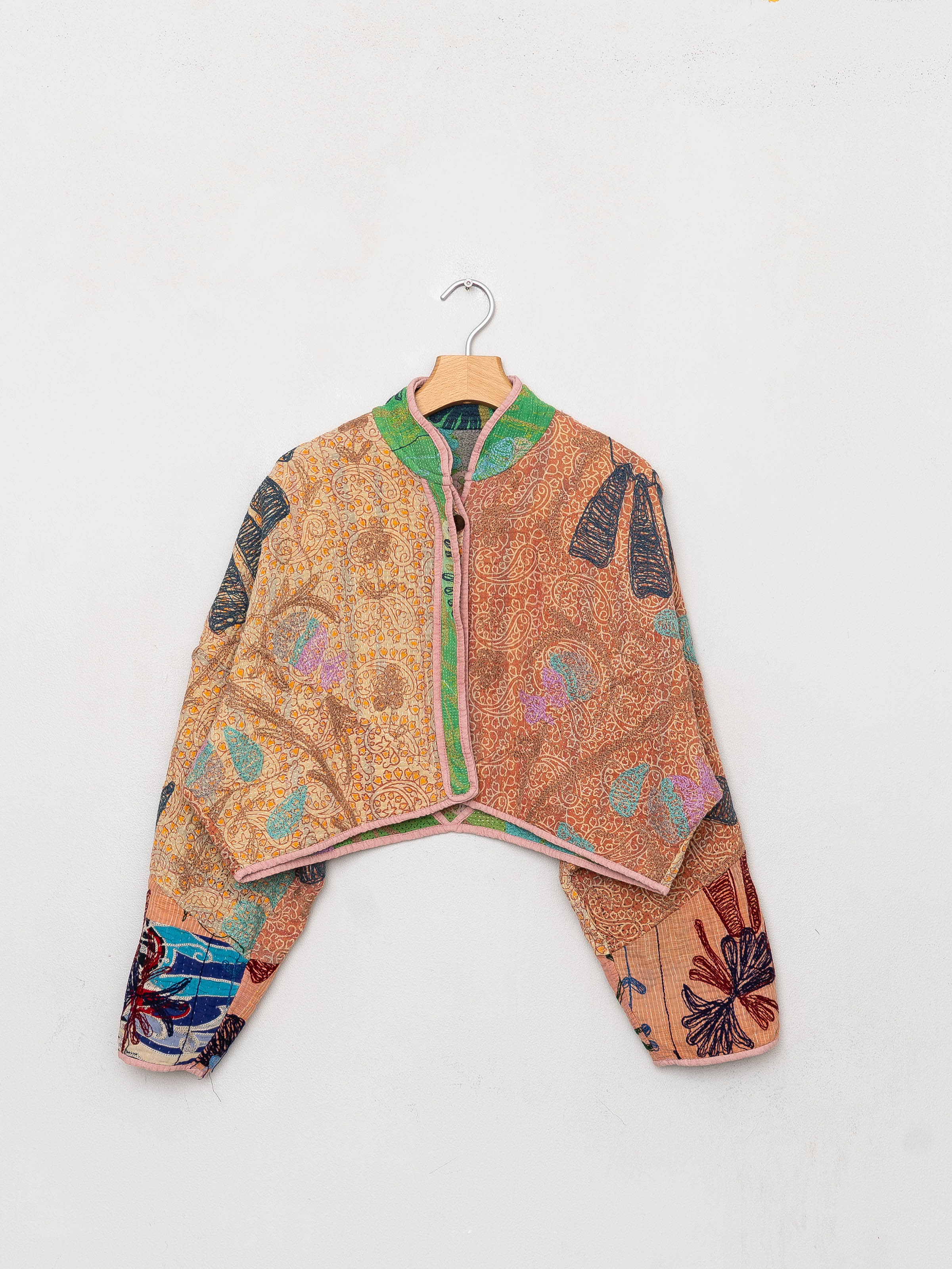 The Kaira Cropped Suzani Quilted Kantha Jacket