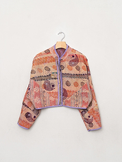 The Kaira Cropped Suzani Quilted Kantha Jacket