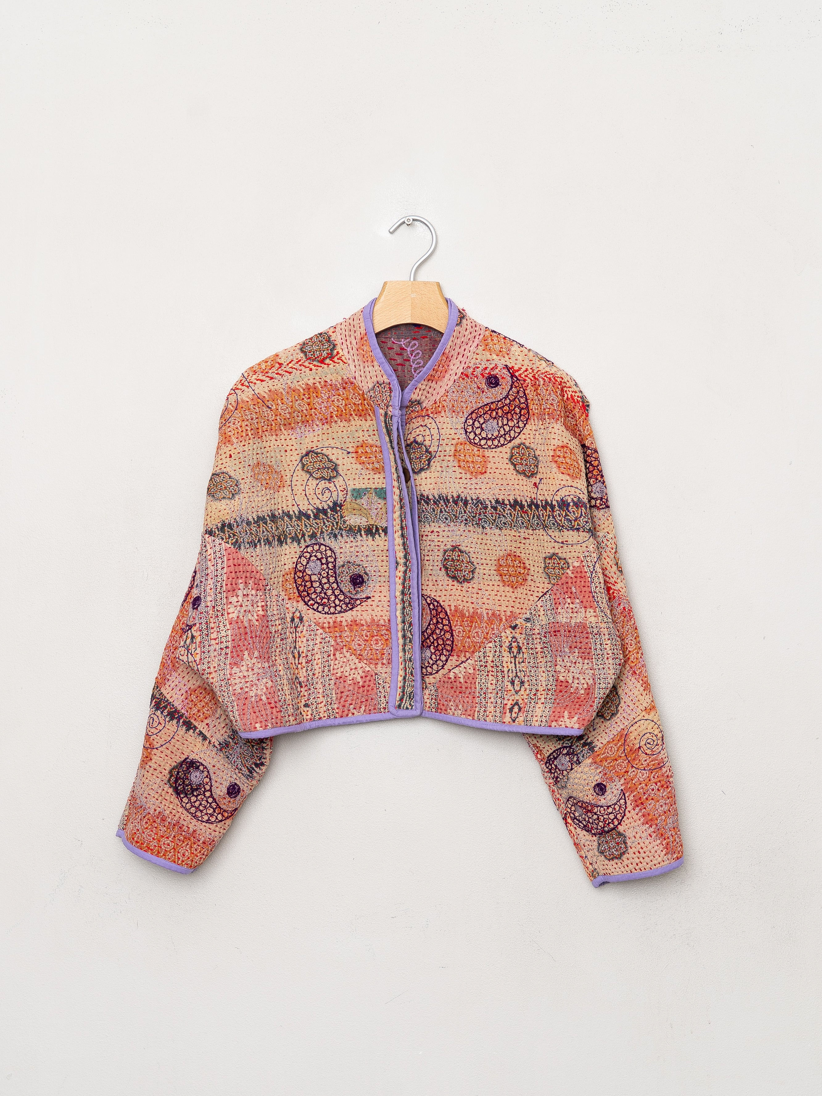 The Kaira Cropped Suzani Quilted Kantha Jacket