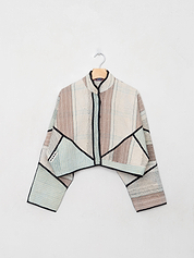 The Kaira Cropped Quilted Patchwork Kantha Jacket