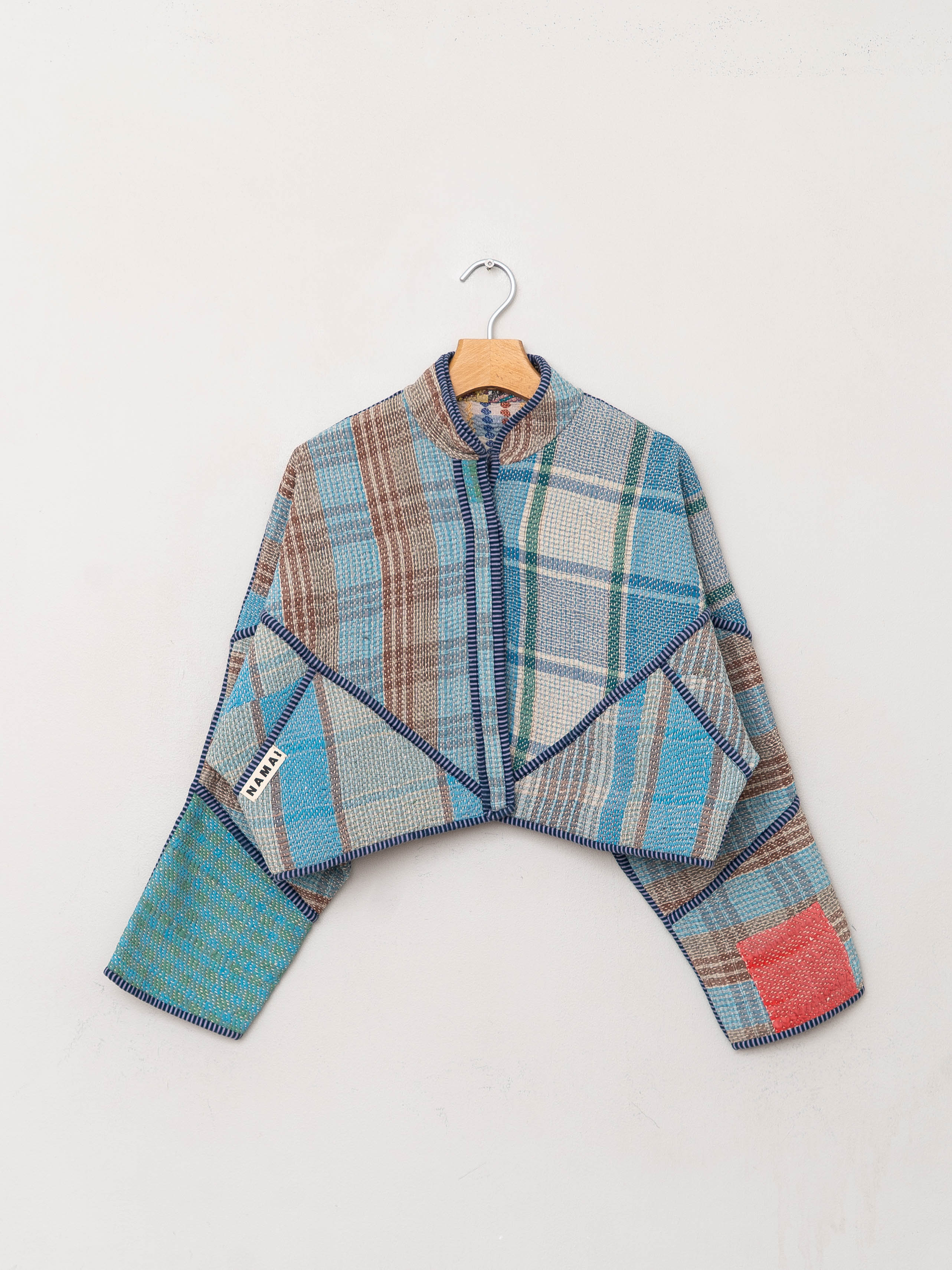 The Kaira Cropped Quilted Patchwork Kantha Jacket