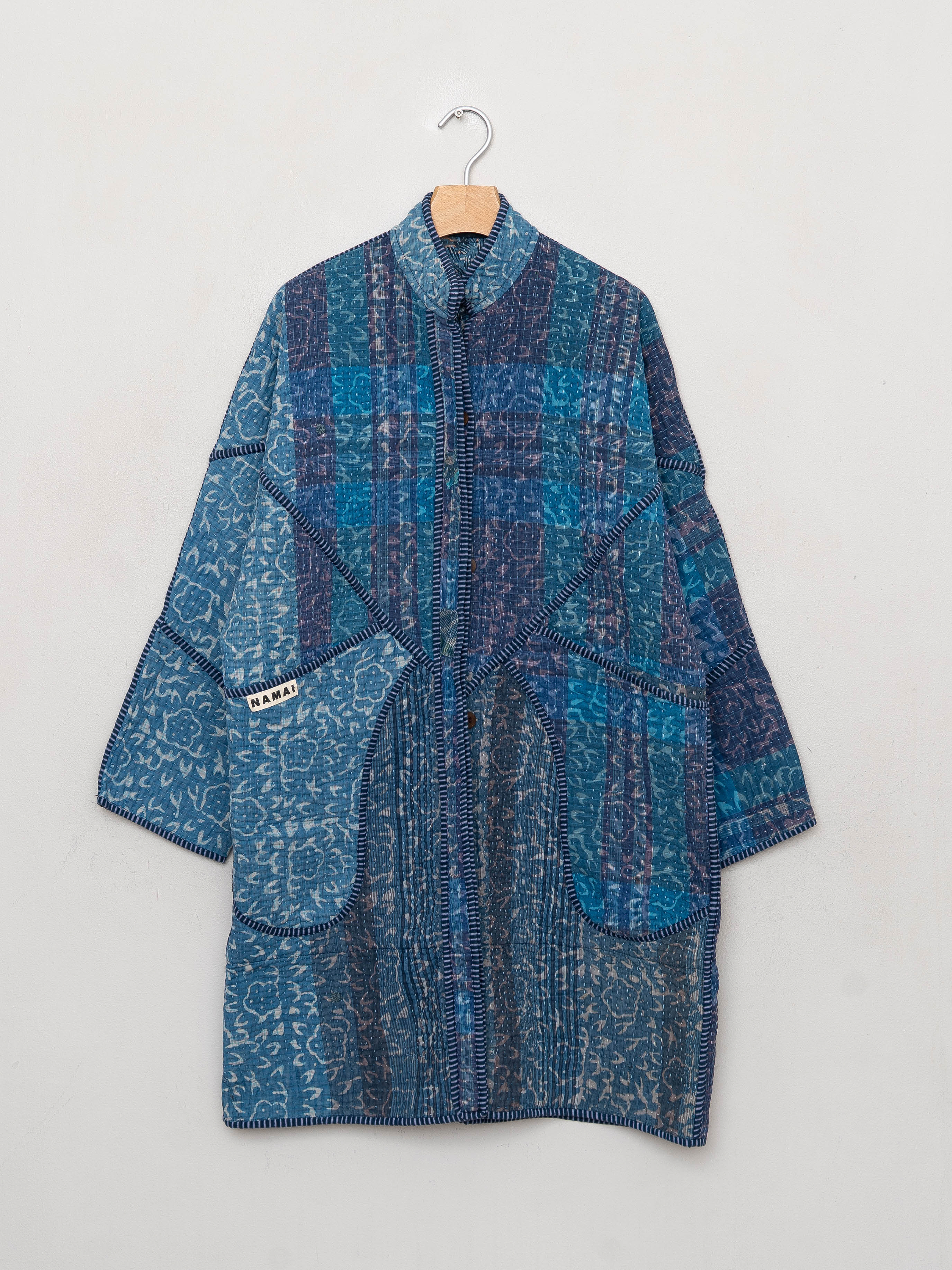 The Sai Quilted Indigo Kantha Coat