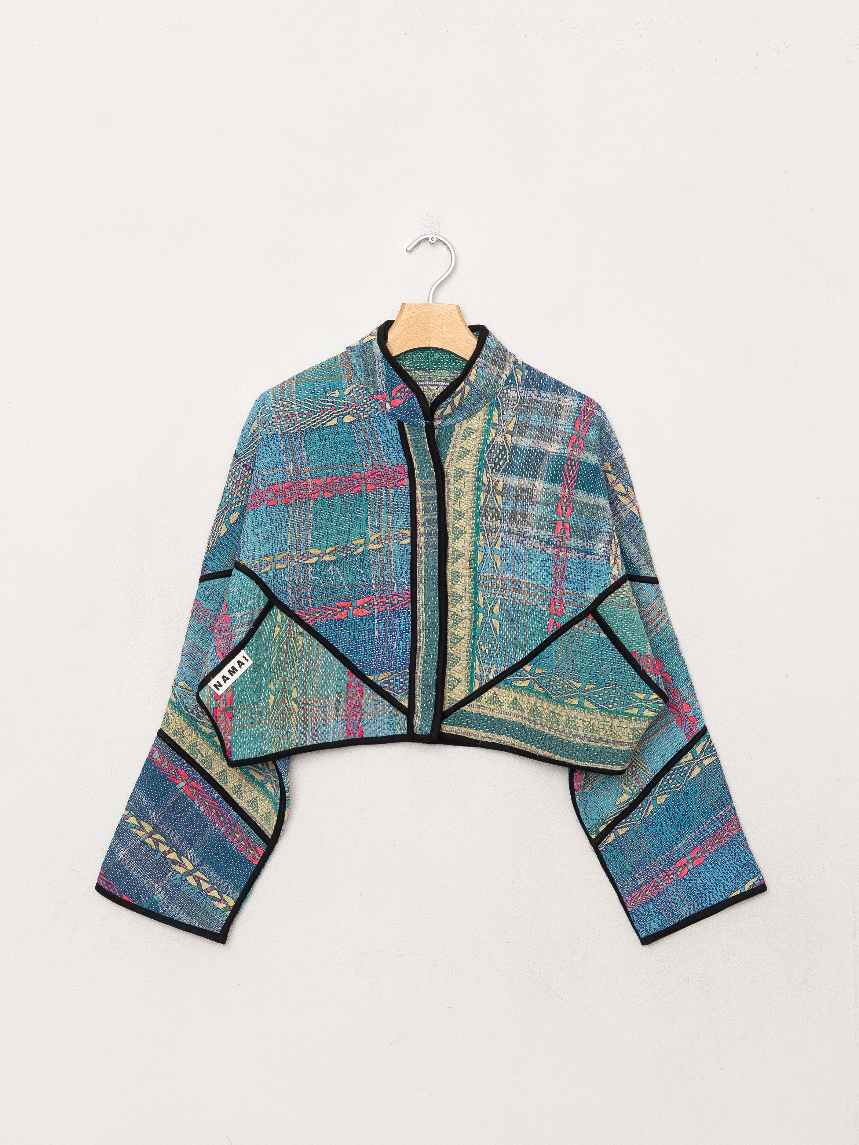 The Kaira Cropped Quilted Patchwork Kantha Jacket