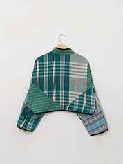 The Kaira Cropped Quilted Patchwork Kantha Jacket
