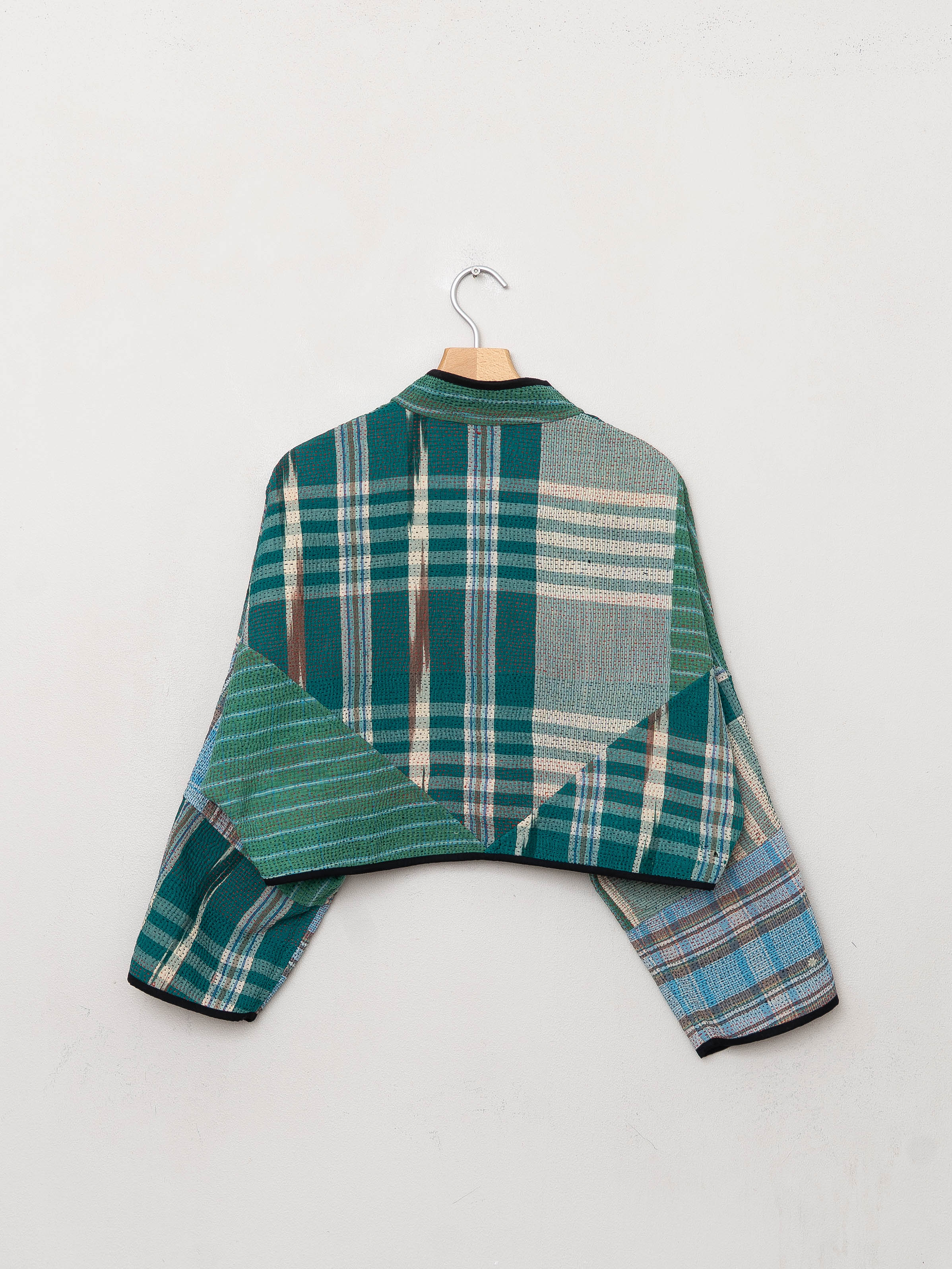 The Kaira Cropped Quilted Patchwork Kantha Jacket