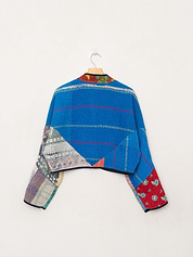 The Kaira Cropped Quilted Patchwork Kantha Jacket