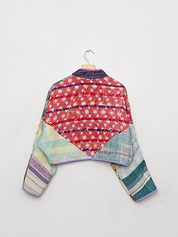 The Kaira Cropped Quilted Patchwork Kantha Jacket
