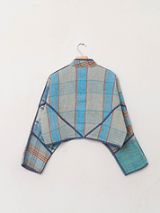 The Kaira Cropped Quilted Patchwork Kantha Jacket