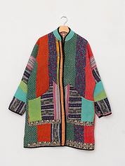 The Sai Quilted Patchwork Kantha Coat