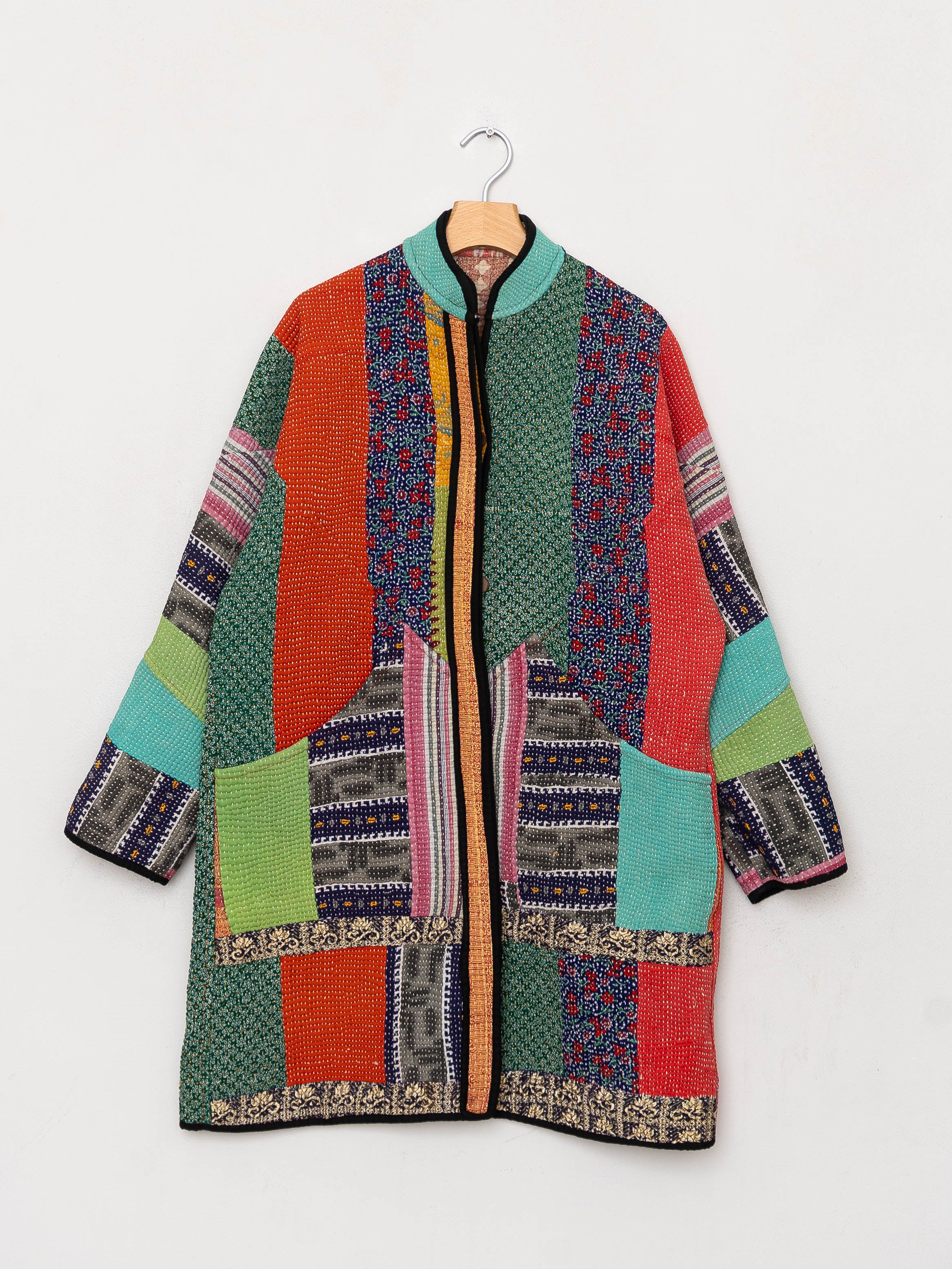 The Sai Quilted Patchwork Kantha Coat