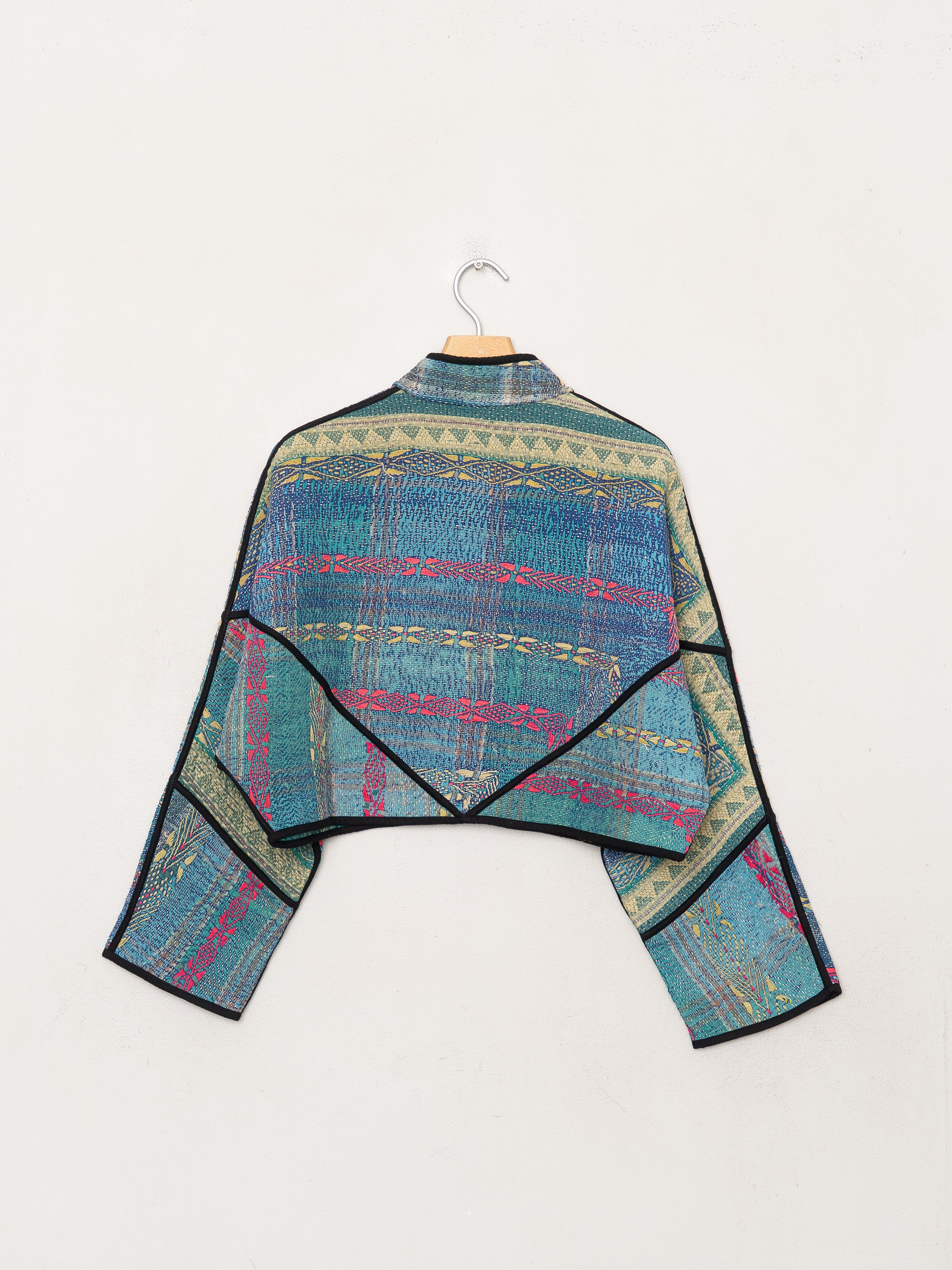 The Kaira Cropped Quilted Patchwork Kantha Jacket