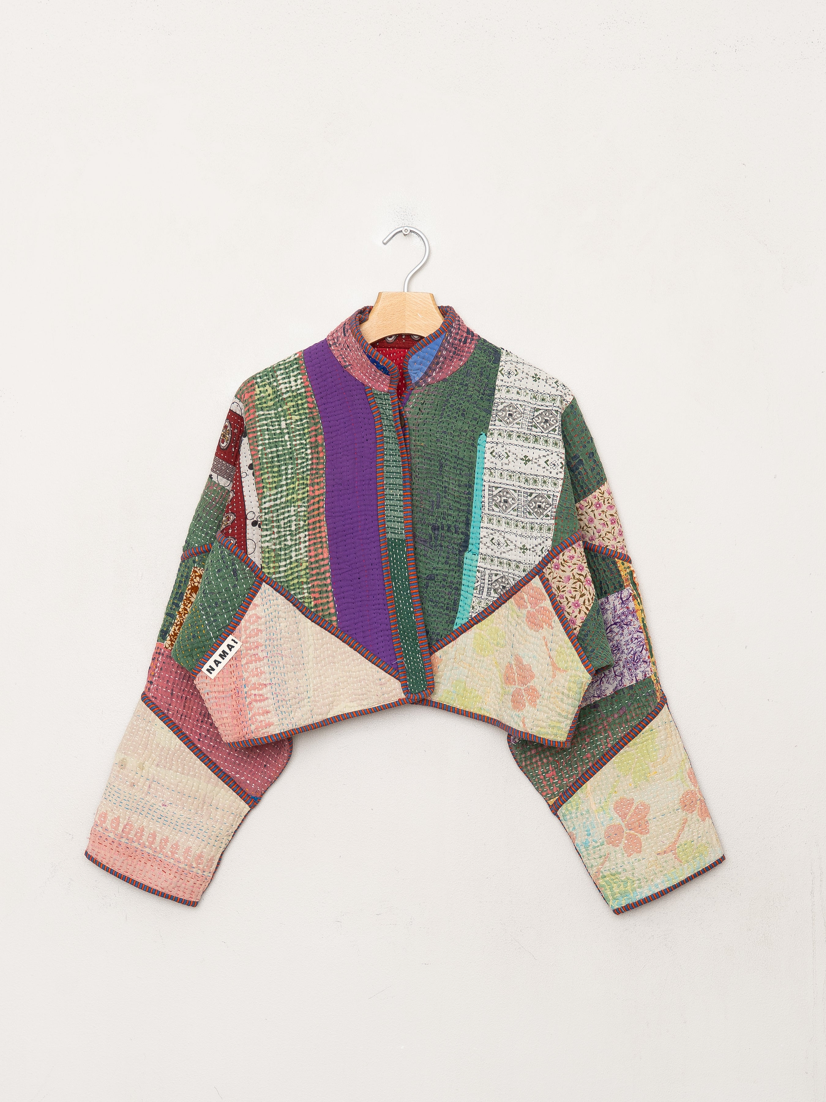 The Kaira Cropped Quilted Patchwork Kantha Jacket