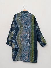 The Sai Quilted Indigo Kantha Coat