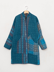 The Sai Quilted Indigo Kantha Coat