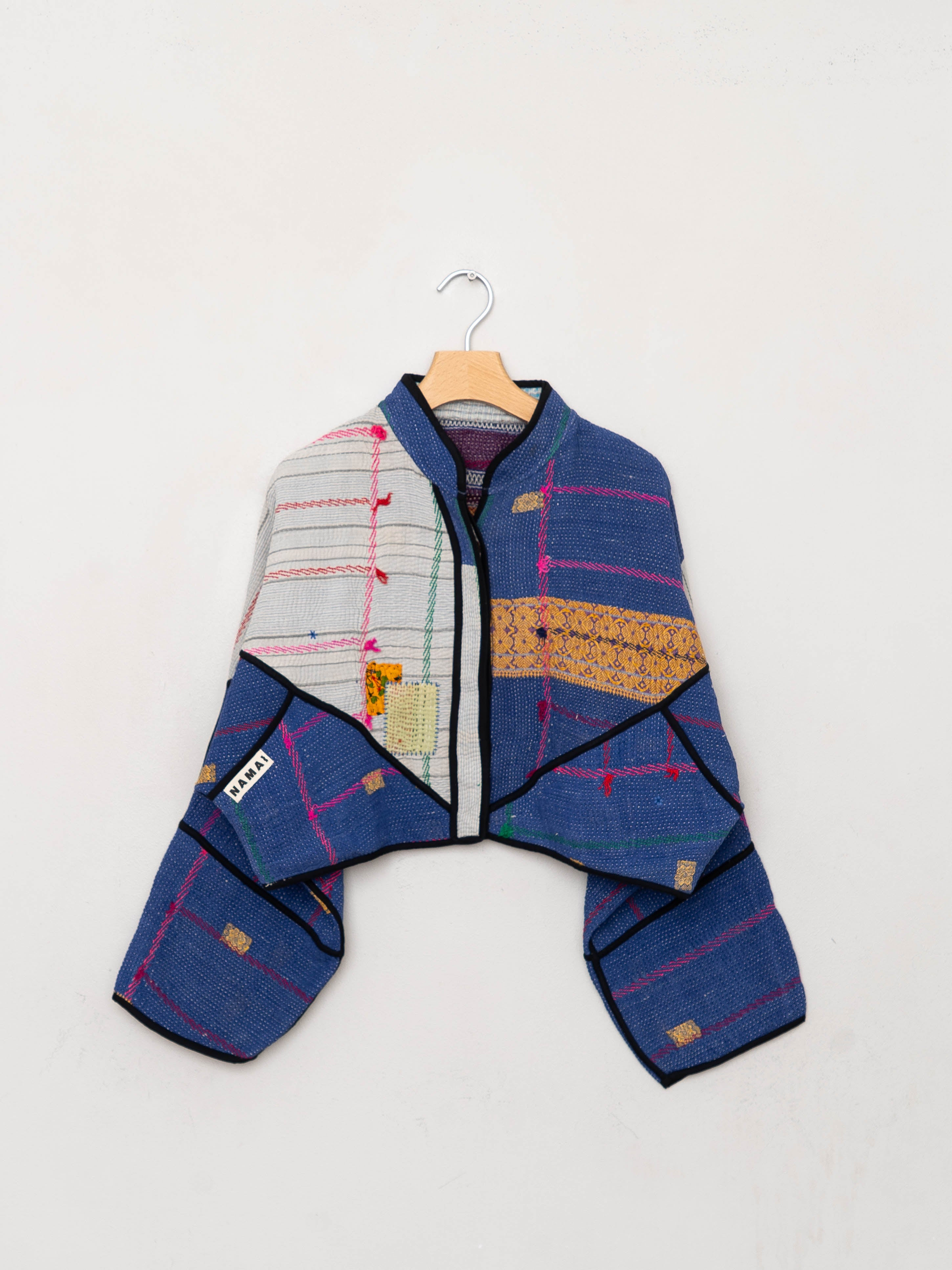 The Kaira Cropped Quilted Patchwork Kantha Jacket