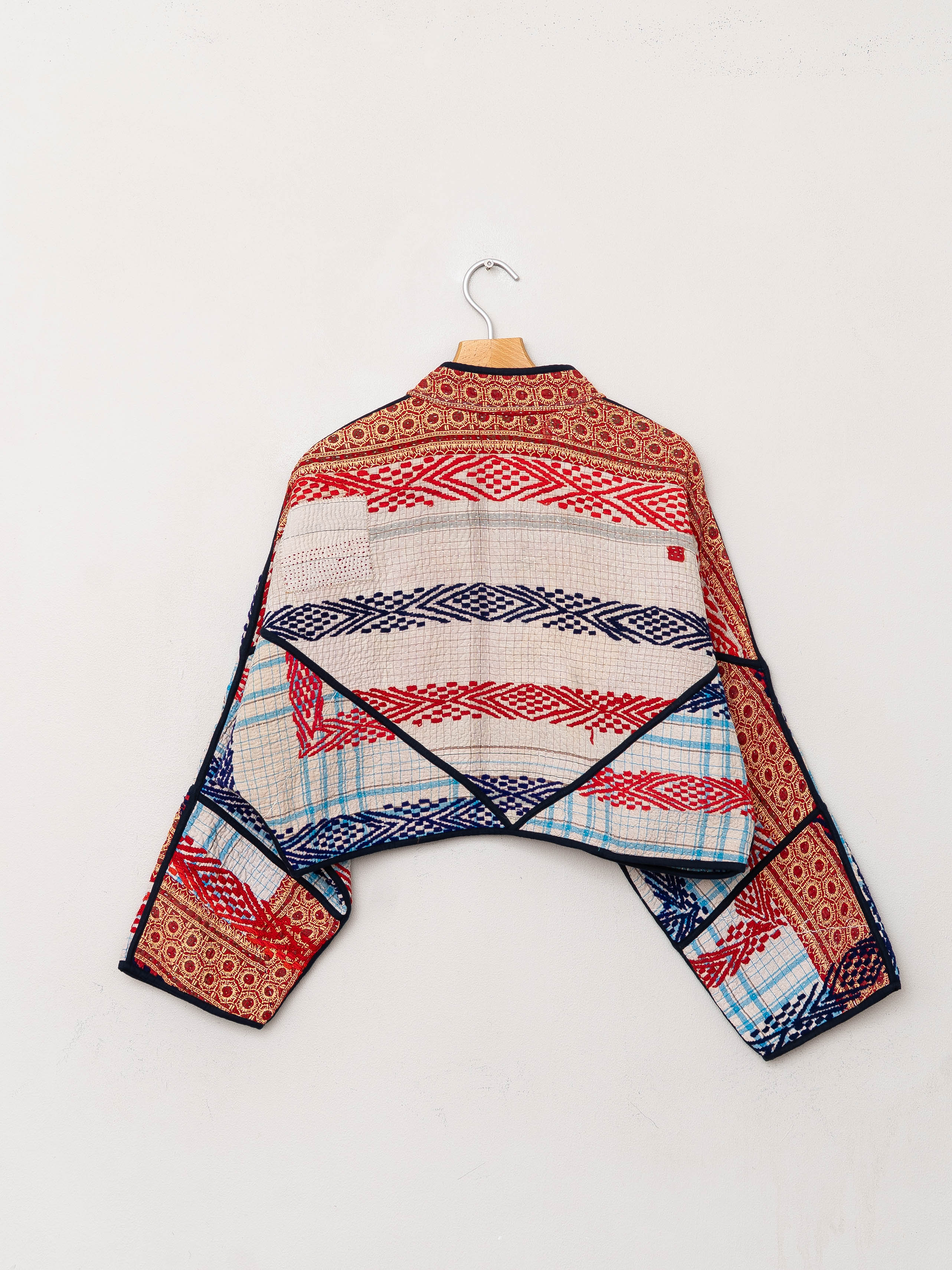 The Kaira Cropped Quilted Patchwork Kantha Jacket