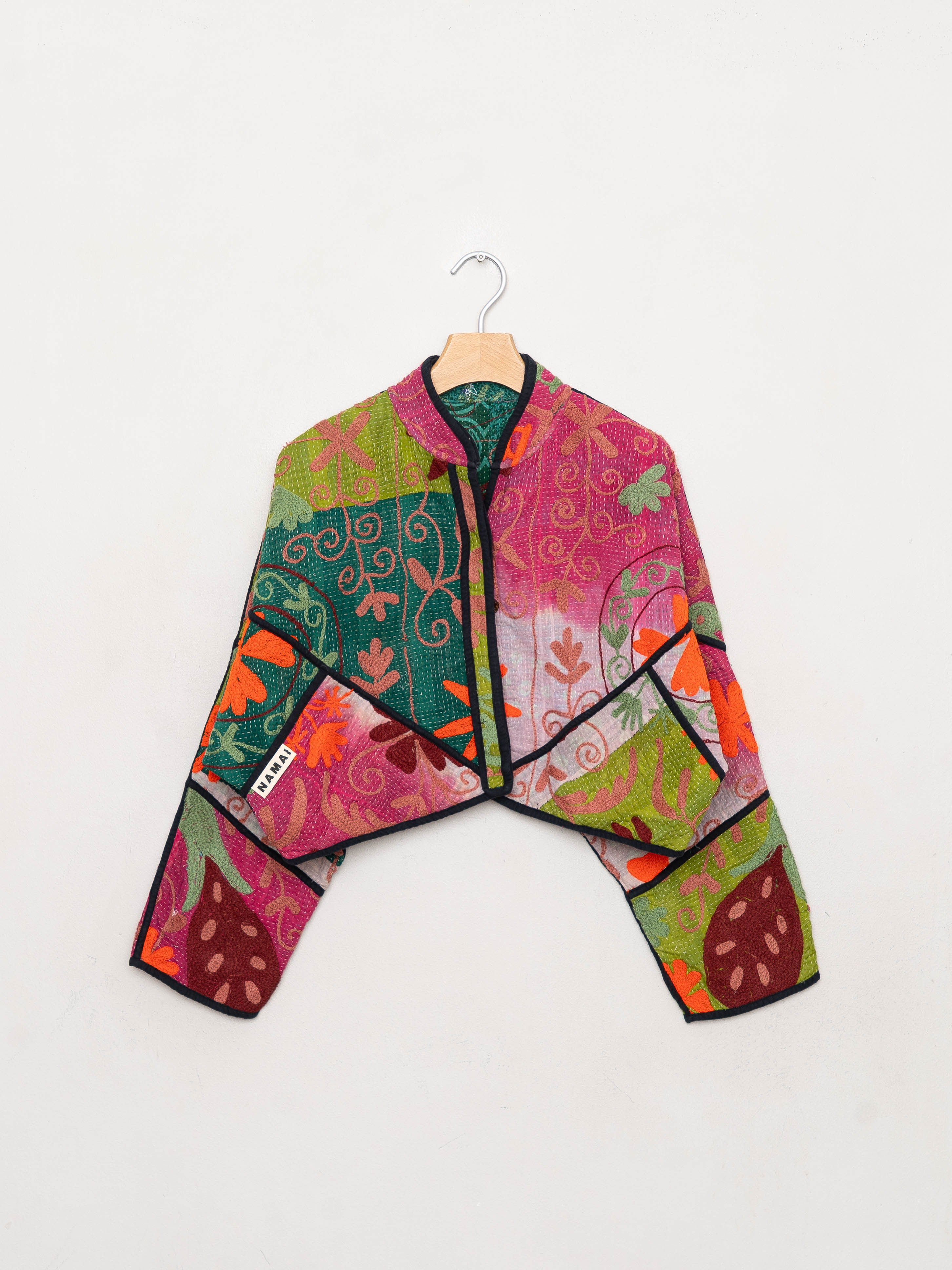 The Kaira Cropped Suzani Quilted Kantha Jacket