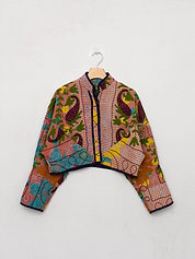The Kaira Cropped Suzani Quilted Kantha Jacket Wholesale