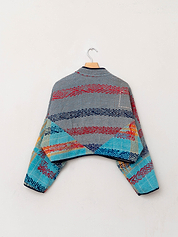 The Kaira Cropped Quilted Patchwork Kantha Jacket