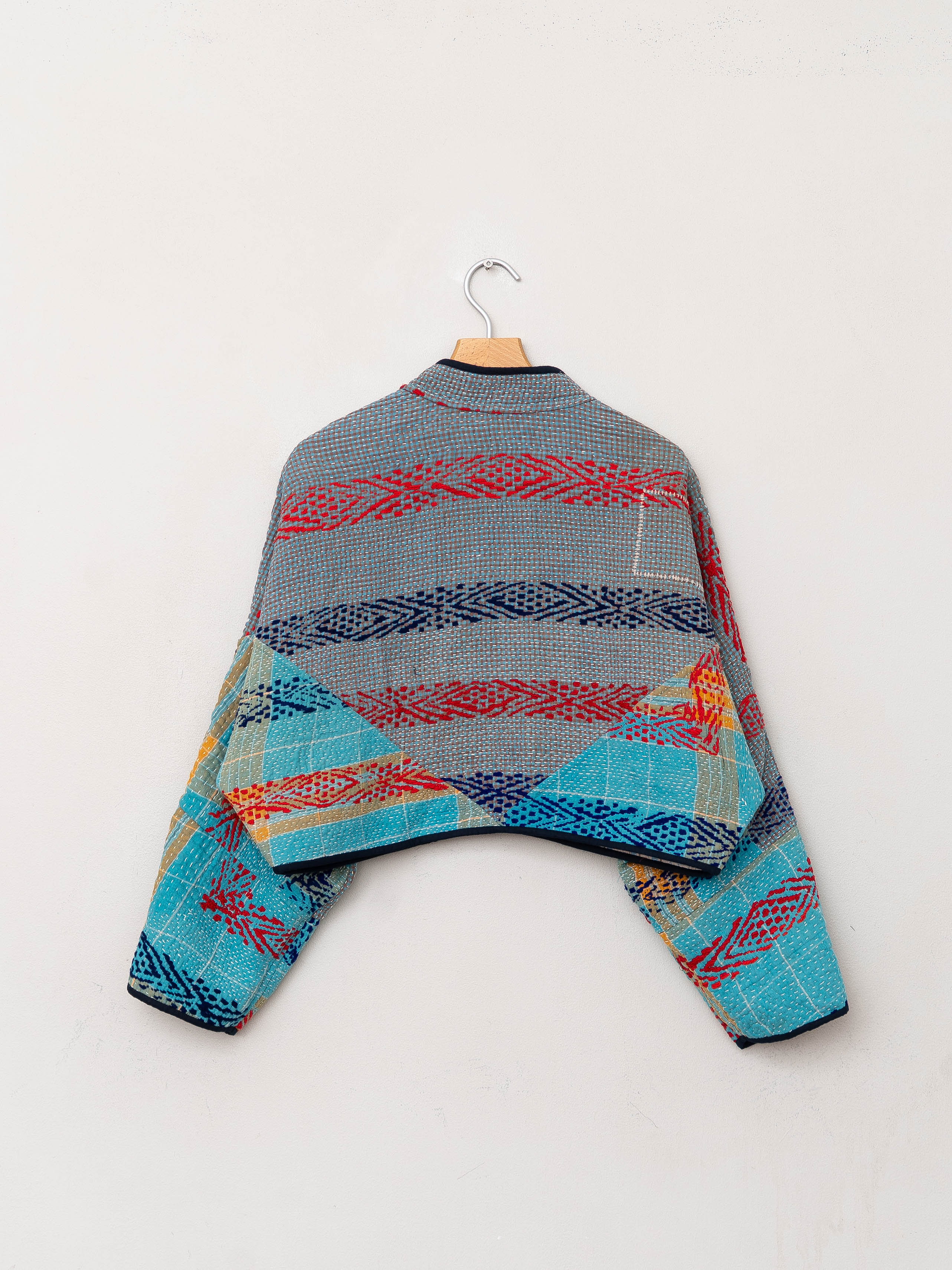 The Kaira Cropped Quilted Patchwork Kantha Jacket