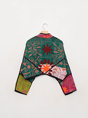 The Kaira Cropped Suzani Quilted Kantha Jacket