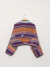 The Kaira Cropped Quilted Patchwork Kantha Jacket