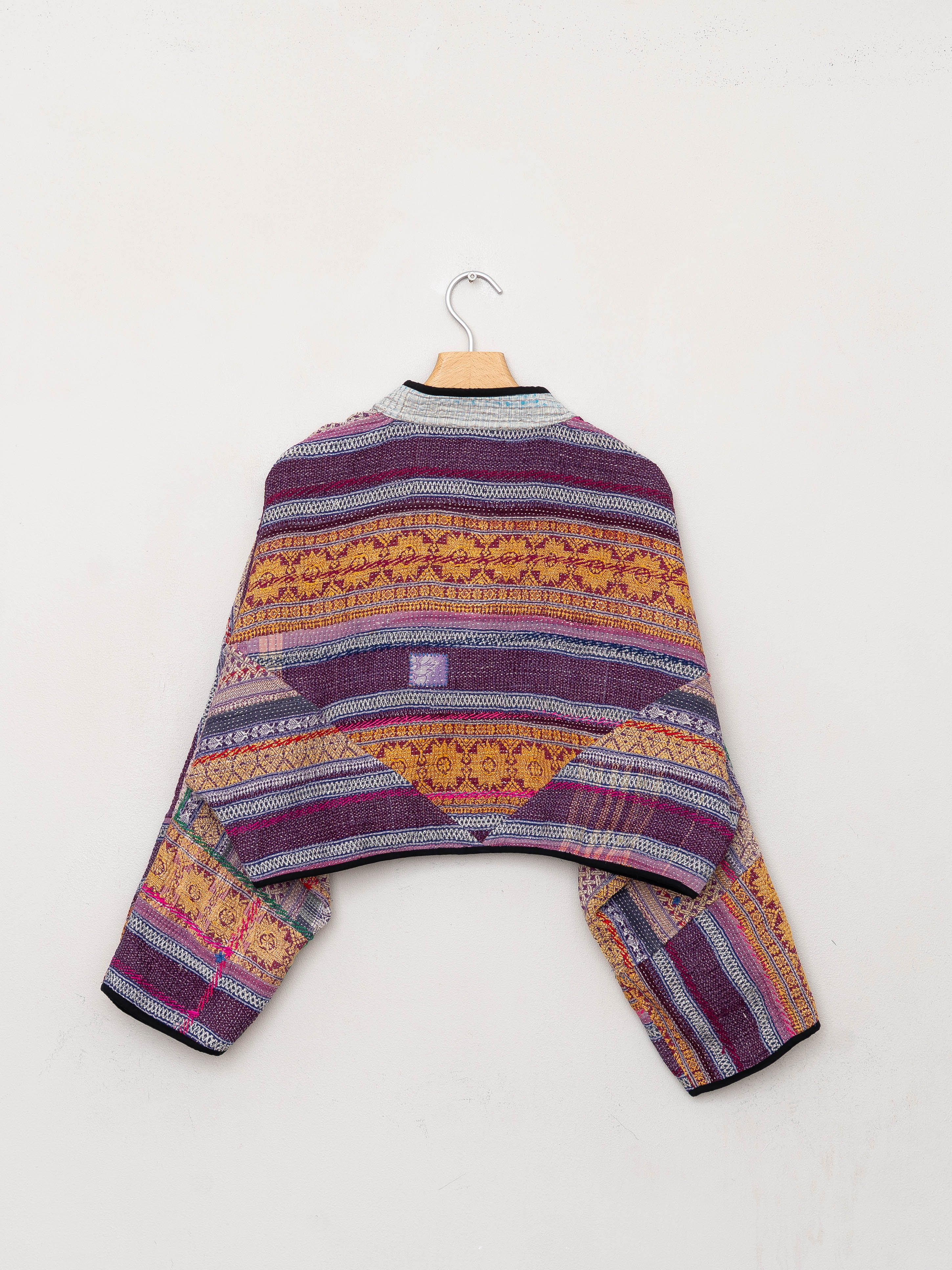The Kaira Cropped Quilted Patchwork Kantha Jacket