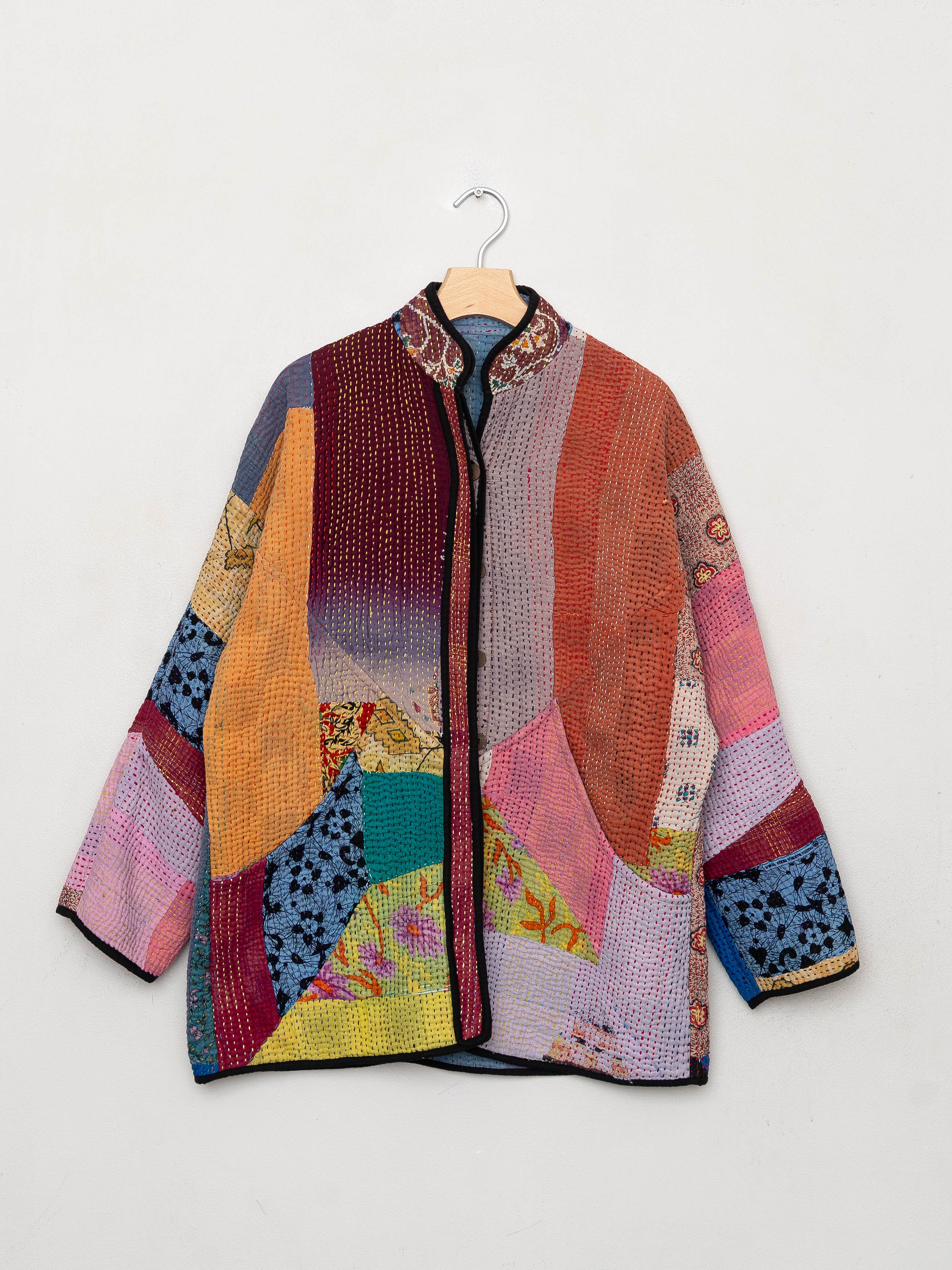 The Narmada Quilted Patchwork Kantha Jacket