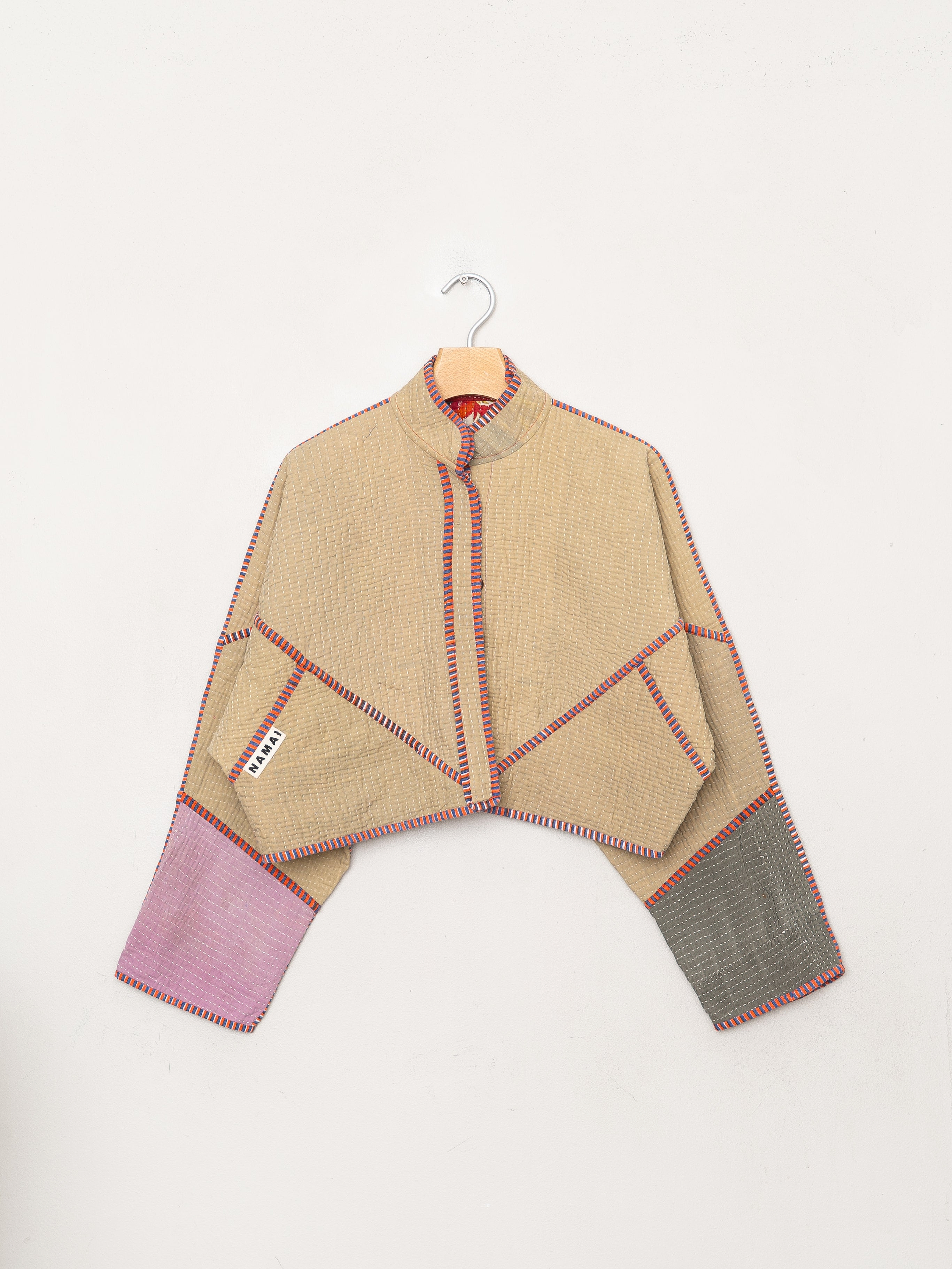 The Kaira Cropped Quilted Patchwork Kantha Jacket