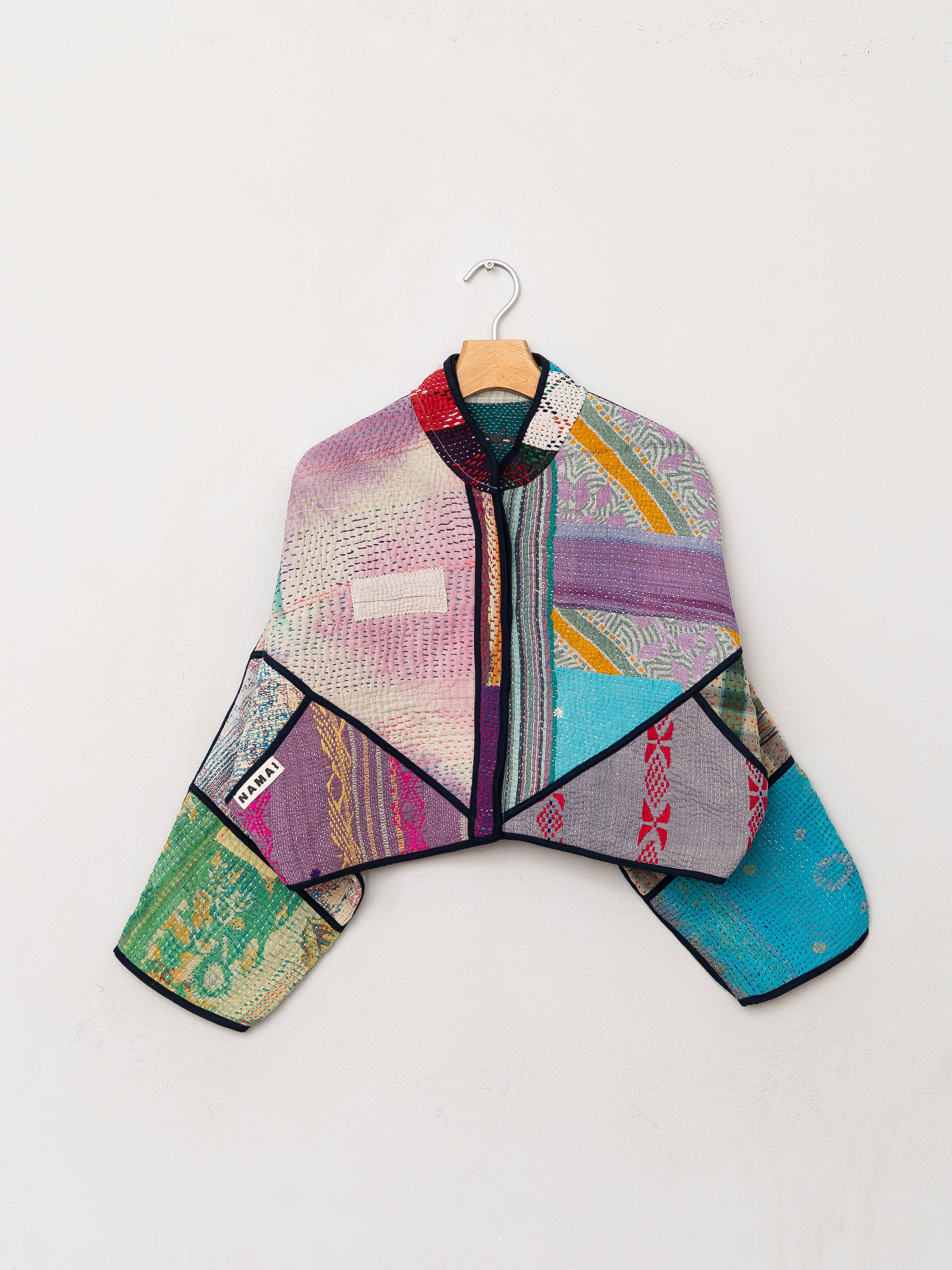 The Kaira Cropped Quilted Patchwork Kantha Jacket