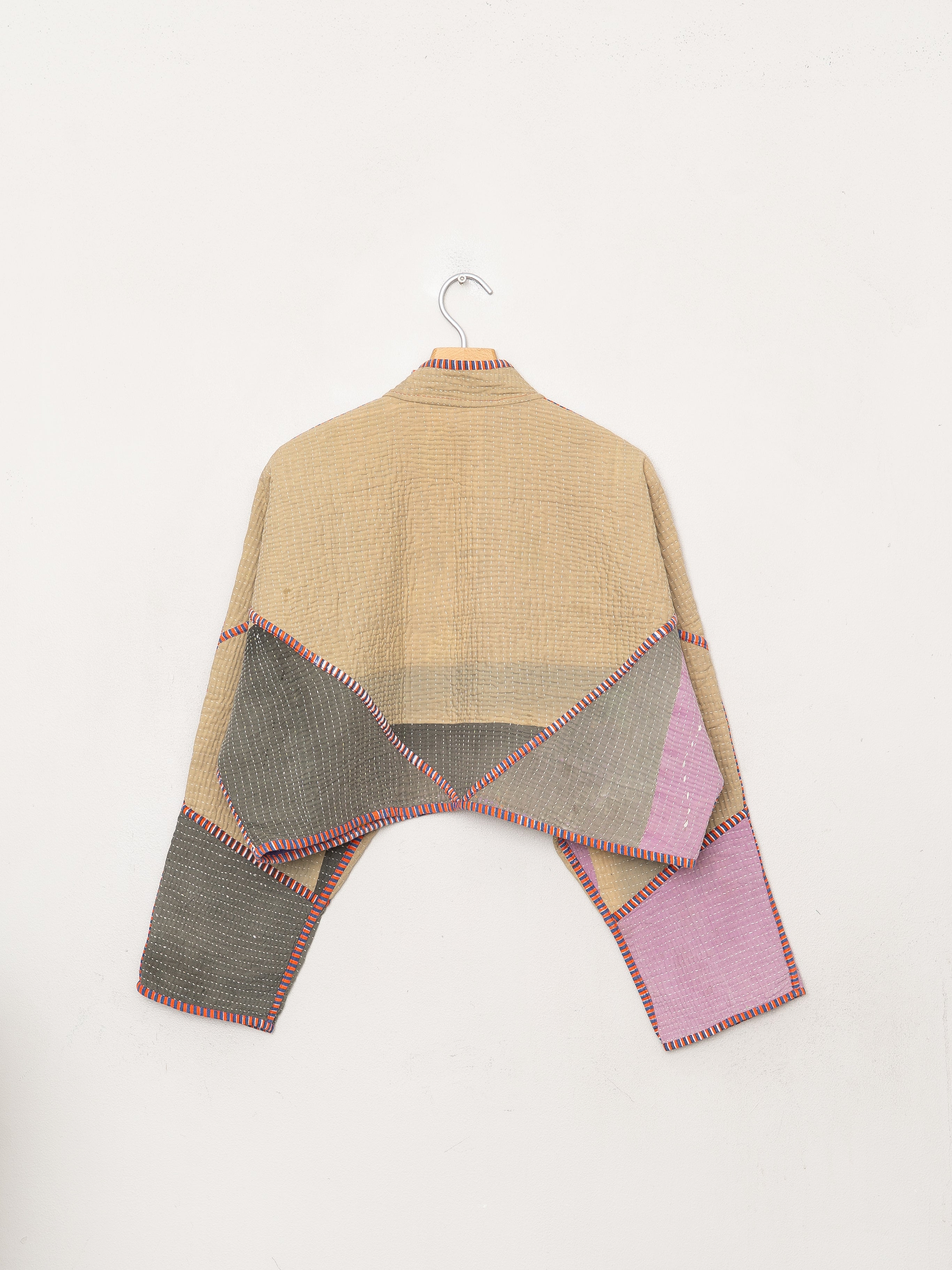 The Kaira Cropped Quilted Patchwork Kantha Jacket