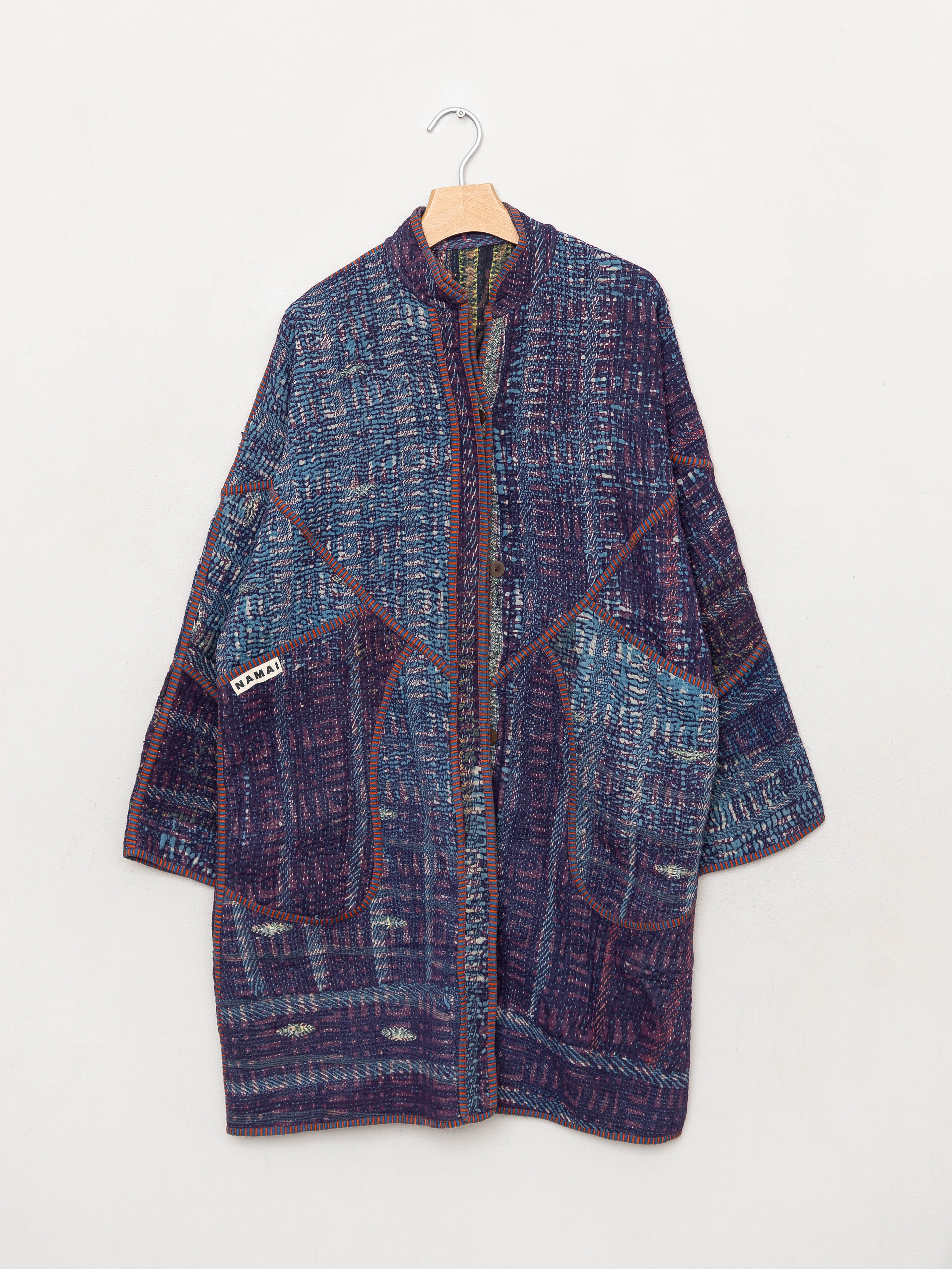 The Sai Quilted Indigo Kantha Coat Wholesale