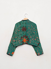 The Kaira Cropped Suzani Quilted Kantha Jacket